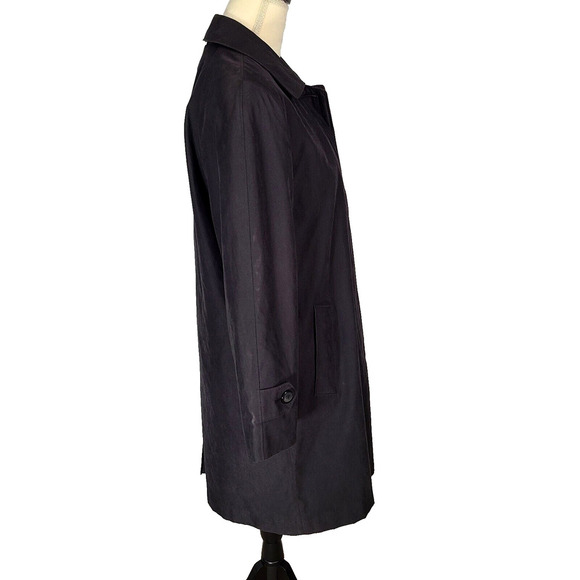 London Fog Woman's Black Over Sized Trench Coat Small Petite Hidden Buttons Fall - Picture 3 of 16